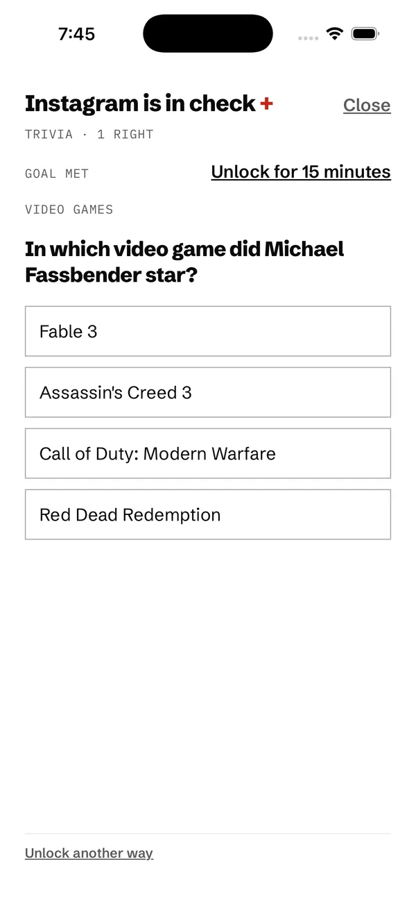 A trivia question about video games with four answer choices.